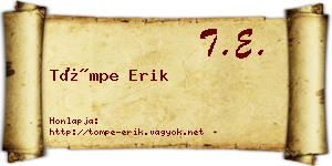 Tömpe Erik névjegykártya
